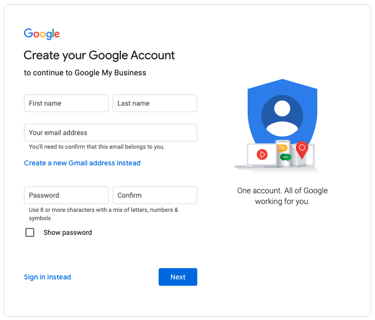 Create Google Account Image